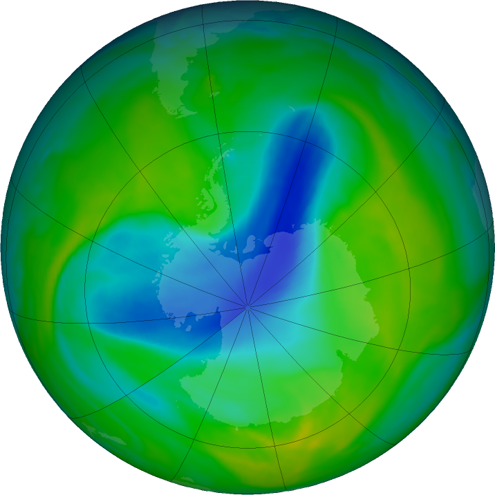 Antarctic ozone map for 29 November 2018